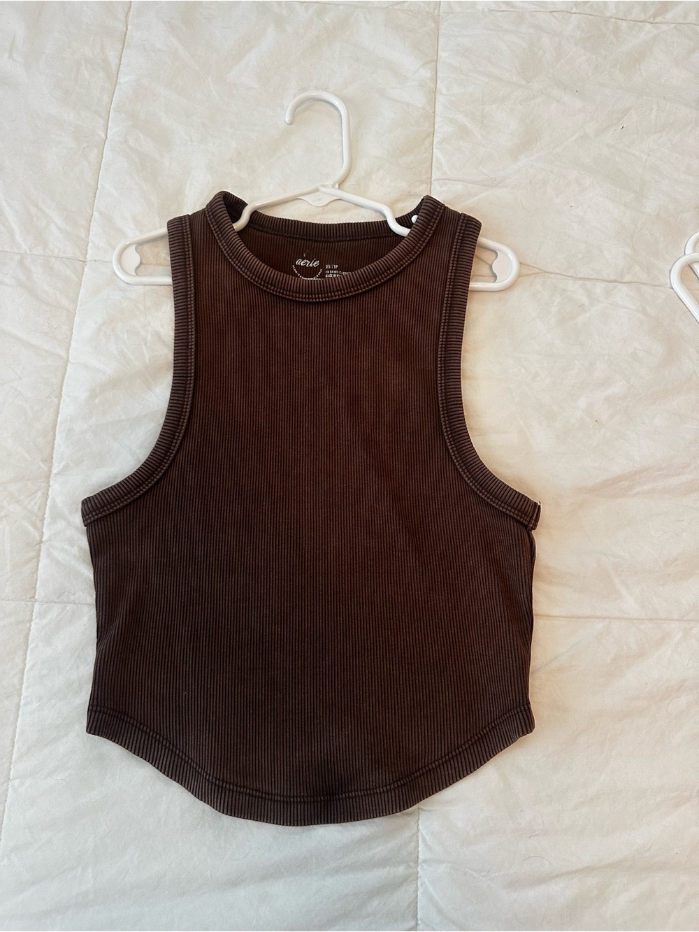 aerie Chocolate Brown Ribbed Tank